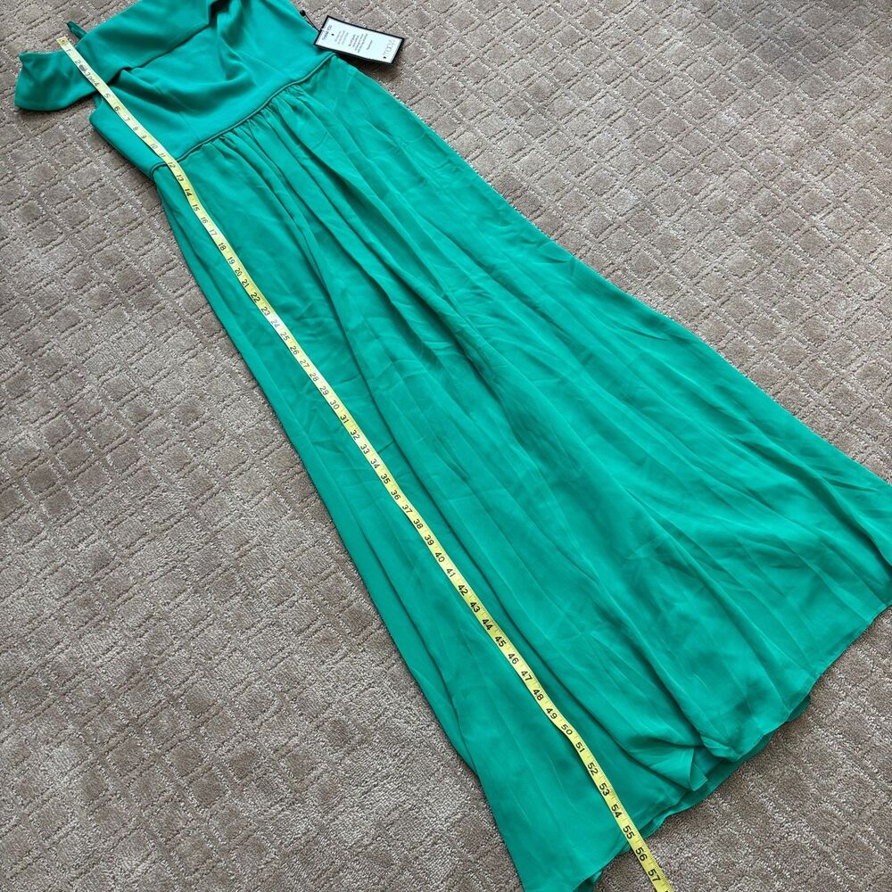Adrianna Papell Off The Shoulder Maxi Dress Womens 4 Kelly Green Bridesmaid Long - Picture 7 of 9